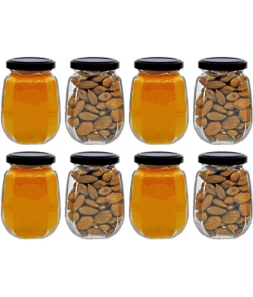 CROCO JAR - Black Glass Food Container ( Pack of 8 )