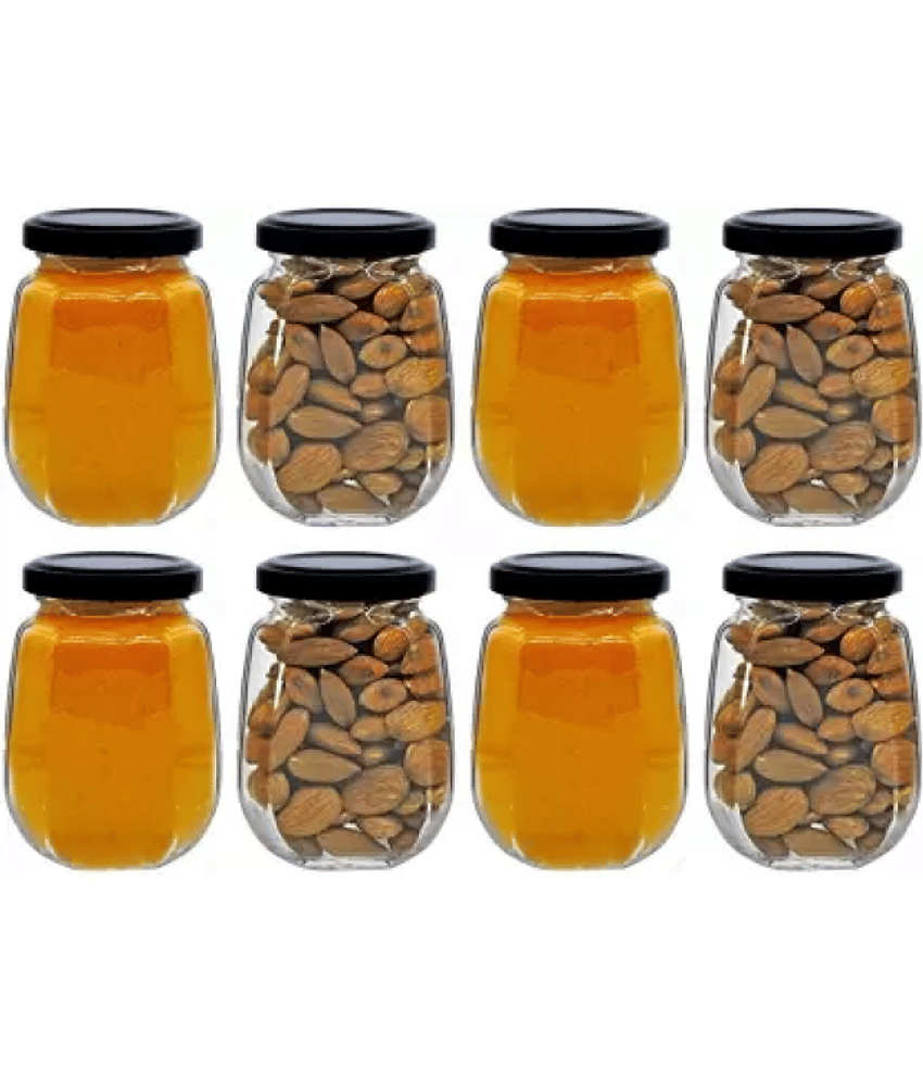 CROCO JAR - Black Glass Food Container ( Pack of 8 )