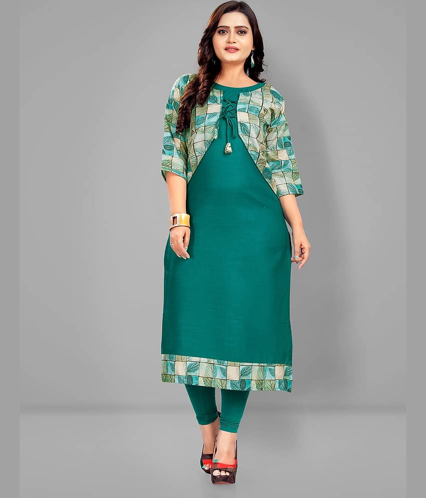 Lerkiza Green Cotton Jacket Style Kurti - Single