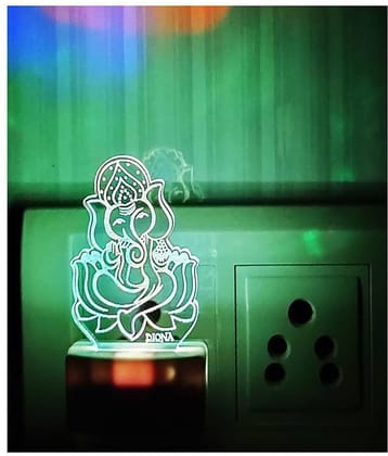 DIONA Night Lamp Ganpati 3D Illusion Multi Color Changing LED Night Light