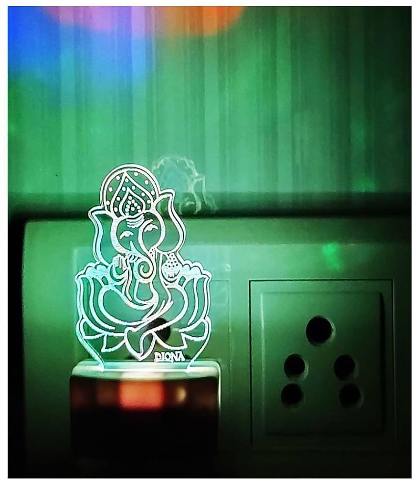 DIONA Night Lamp Ganpati 3D Illusion Multi Color Changing LED Night Light