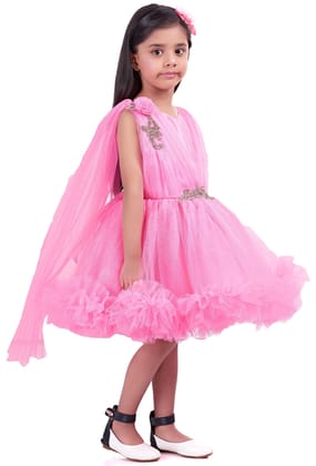 Pink Ruffle Party  Frock-8-9Y / Pink