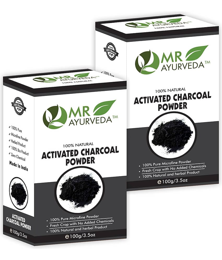 MR Ayurveda 100% Organic Activated Charcoal Powder Face Pack Masks 200 gm Pack of 2
