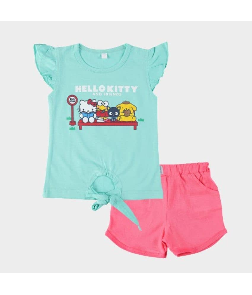 CATCUB Pack of 1 Girls Cotton Top With Shorts ( Navy )