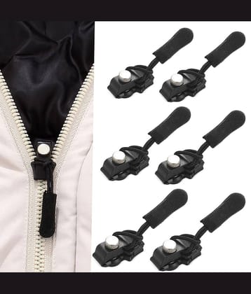 Magnique 8 Pcs Zipper Combo Repair Kit, Instant Zipper Sliders with Nylon Pull Tabs Cords, Replacement Plastic Zipper Pull for Sliding Teeth, Universal Screw Fix Removable Zippers for Bags, Garments, Shoes