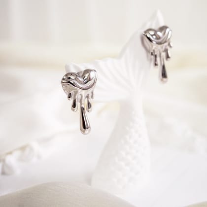 Silver Melting Heart Stainless Steel Earring