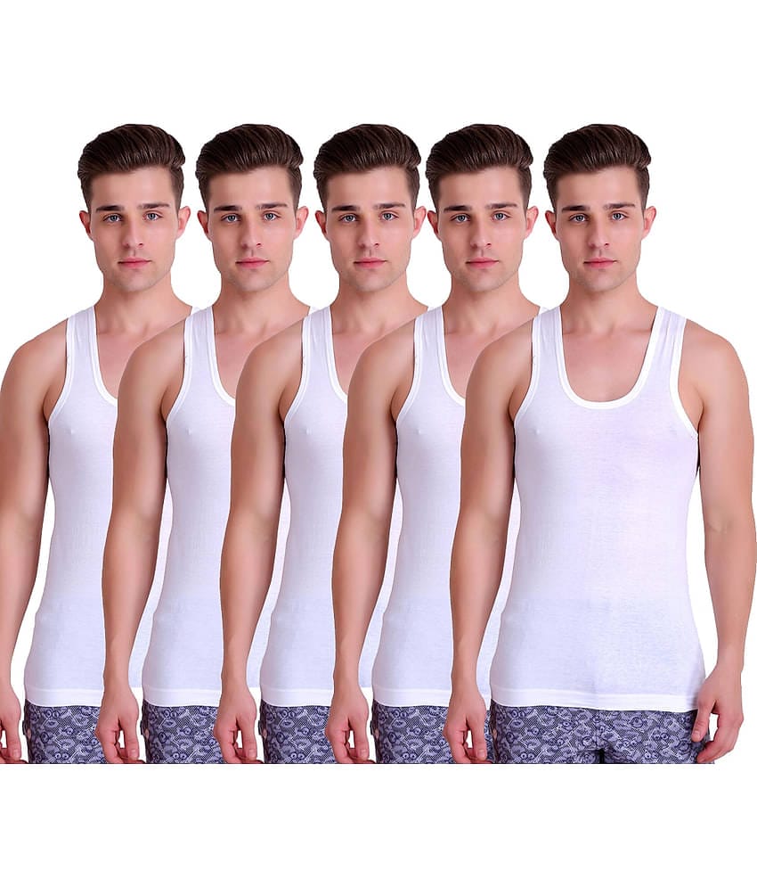 TT Pack of 5 Cotton Sleeveless Vest For Men ( White )