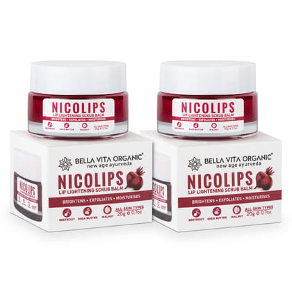 Bella Vita Organic NicoLips (Pack of 2) Lip Scrub Balm for Dark Lips Anti Pigmentation, Dry, Chapped, Smoking, Lipstick Stains Removal Lipcare for Men & Women 20g Bella Vita Organic NicoLips (Pack of 2) Lip Scrub Balm for Dark Lips Anti Pigmentation, Dry