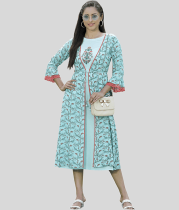 Juniper - Light Blue Rayon Women's Fit & Flare Dress ( Pack of 1 )
