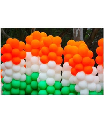 Kiran Enterprises 50pcs Metallic Balloon ( Orange, White, Green ) For Independence Day Decoration