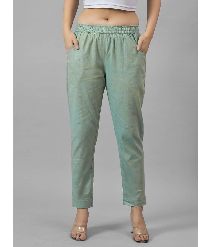 QuaClo - Mint Green Cotton Regular Women's Casual Pants ( Pack of 1 )