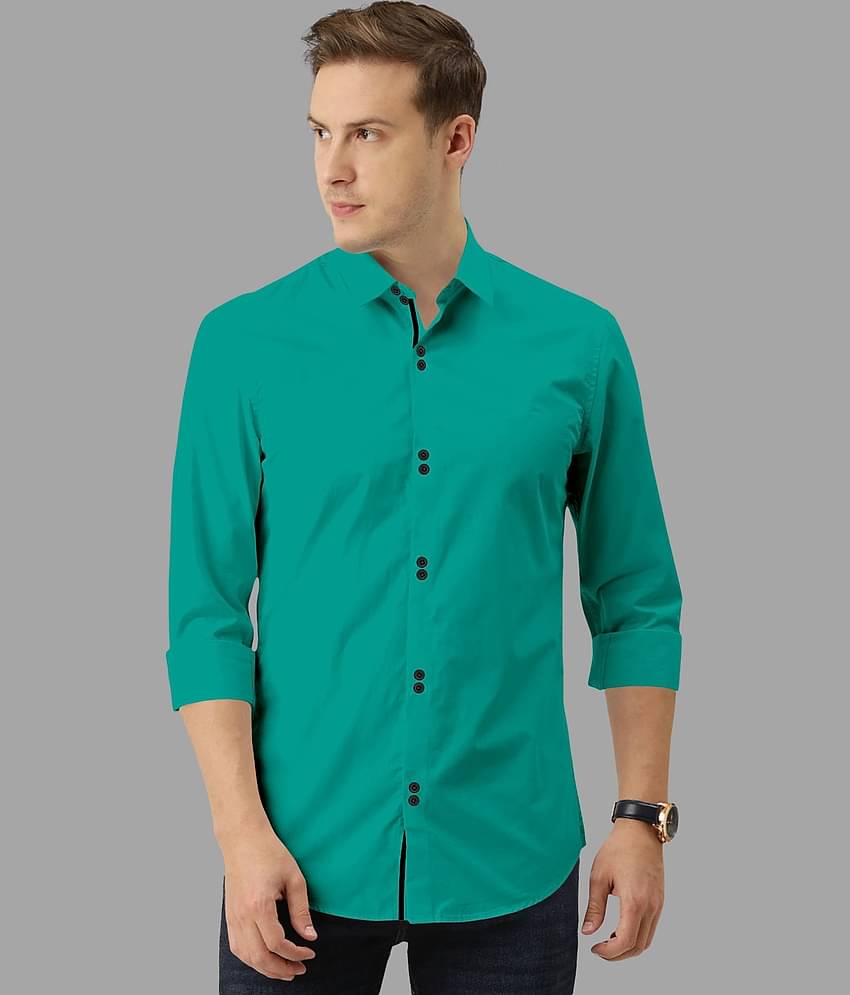 SUR-T - Green Cotton Blend Slim Fit Men's Casual Shirt ( Pack of 1 )