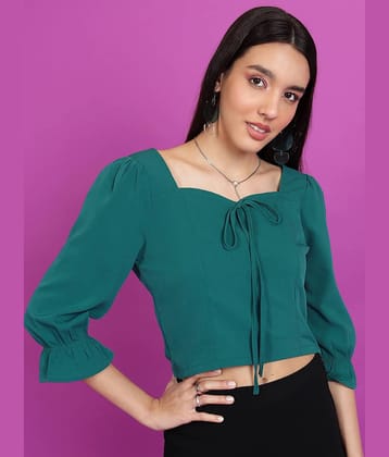 Ketch Women's Polyester Solid Regular Regular Top - Green ( Pack of 1 )