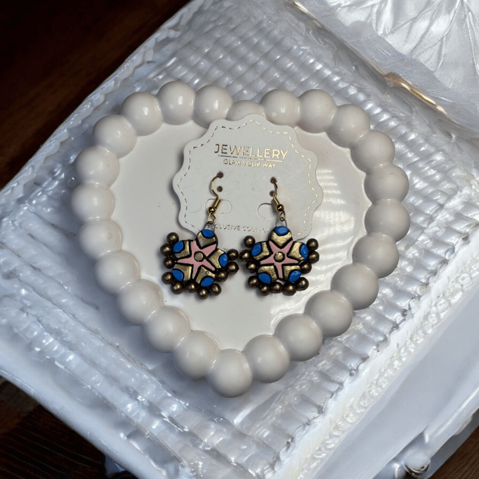 Blue & Gold Starburst Earrings
