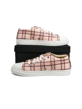 Women Checked Lightweight Canvas Sneakers