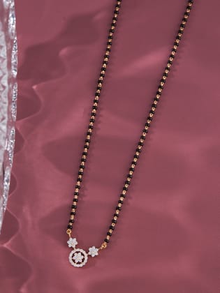 Chitraa Moissanite Silver Mangalsutra | 22KT Gold Vermeil-Yellow Gold / 16Inches + 1inch Extension