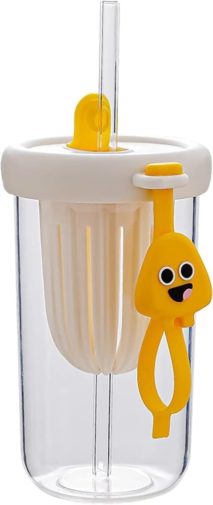 Straw glass Bottle with Handle Filter Design 400ml