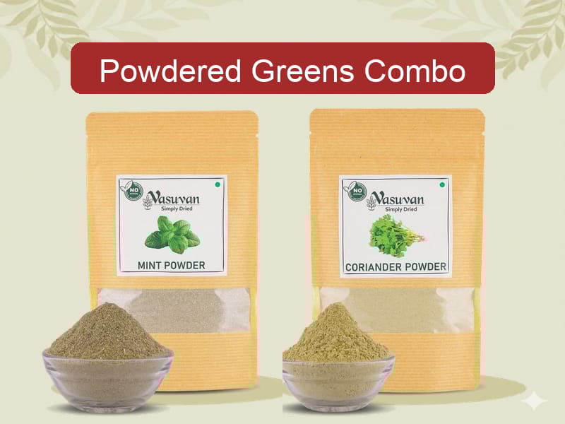 Vasuvan Powdered Greens Combo | Mint Powder (100g) + Coriander Powder (100g)