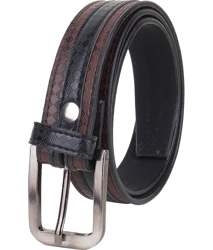 Zacharias Boy's Synthetic Leather Belt for kids kb_22 (Brown & Black; 6-10 Years) (Pack of 1)