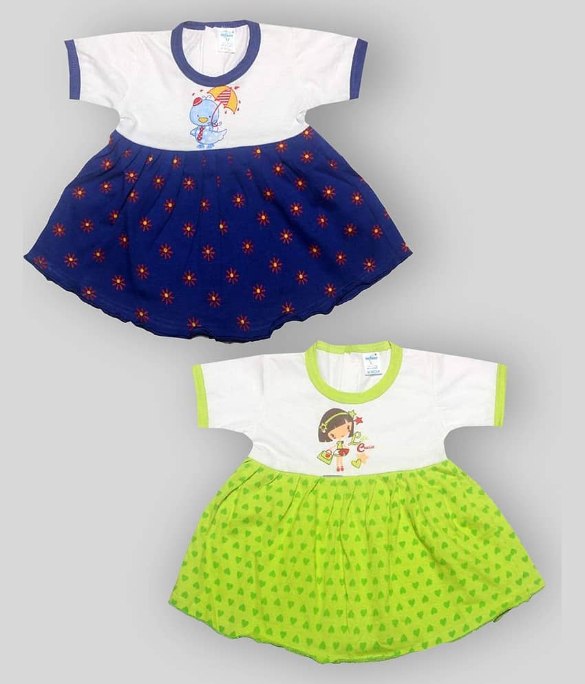 INFANT Pack of 2 Baby Girls 100% Cotton Frocks ( Multi )