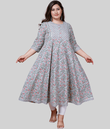 miravan - Blue Cotton Women's Flared Kurti ( Pack of 1 )