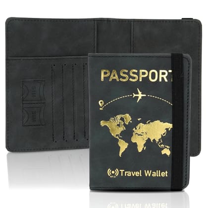 Storite RFID Blocking Travel Passport Holder - Dark Grey