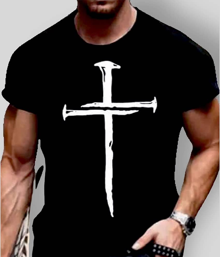 The Million Club Pack of 1 Cotton Blend Regular Fit Men's T-Shirt ( Black )