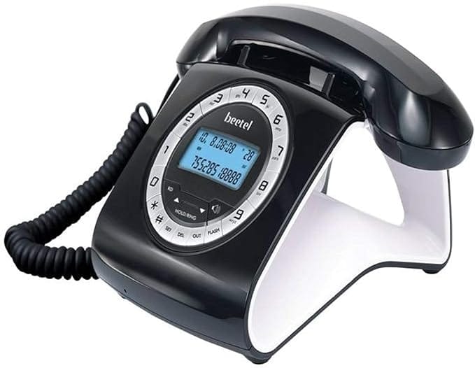 Beetel M73 Stylish Retro Design Corded Landline Phone (White & Red)