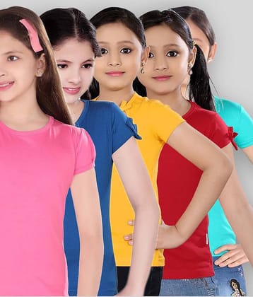 Sini Mini Pack of 5 Girls Cotton Blend T-Shirt ( Multicolor )