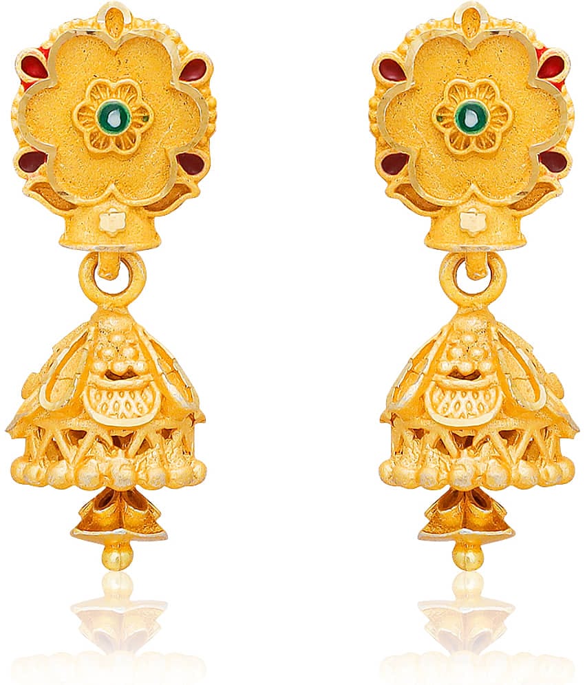 LUV FASHION Golden Jhumki Earrings ( Pack of 1 )