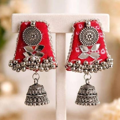 hand made fabric oxidise jhumka