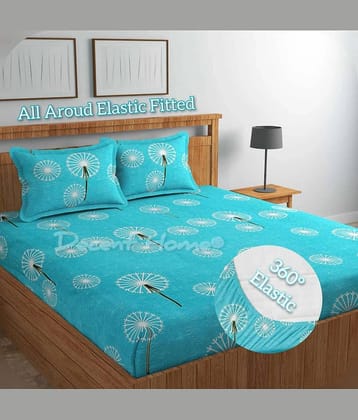 Decent Home Blue Cotton 1 Double Queen Bedsheet with 2 Pillow Covers ( 225 cm x 225 cm )