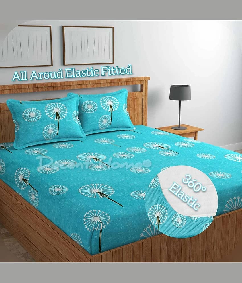 Decent Home Blue Cotton 1 Double Queen Bedsheet with 2 Pillow Covers ( 225 cm x 225 cm )