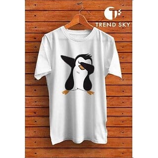 Graphic Print Men White Round Neck Polyester Casual T-Shirt