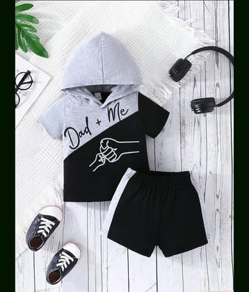 CUTEVIBE Pack of 1 Boys Cotton Blend T-Shirt & Shorts Set ( Grey Melange )