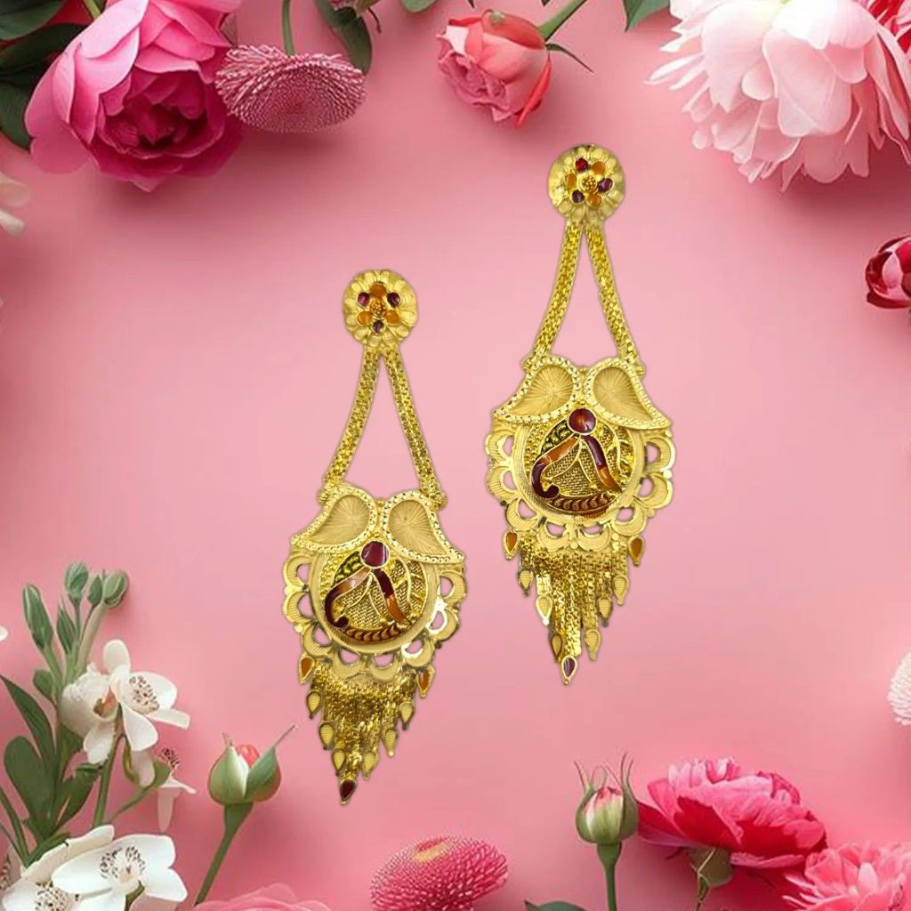 Gold-Plated Meenakari Drop Earrings β Traditional Indian Ethnic Jewelry