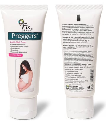 Fixderma Pregger's Stretch Mark Cream with Ceramide, Niacinamide & Lactic Acid 60g, (Pack of 1)