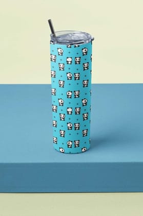 Cheeky Baby Pandas Skinny Tumbler With Metal Straw