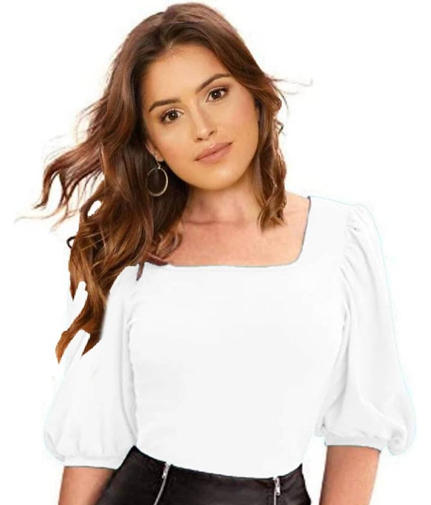 Dream Beauty Fashion Women's Cotton Blend Regular Top ( White )