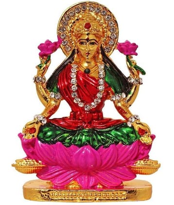 Feng Shui Gold Plated with Stones Lord Laxmi Statue Hindu Goddess Laxmi and God Lakshmi Handicraft Idol Diwali Decorative Spiritual Puja Vastu Showpiece Figurine - Religious Item and Murti