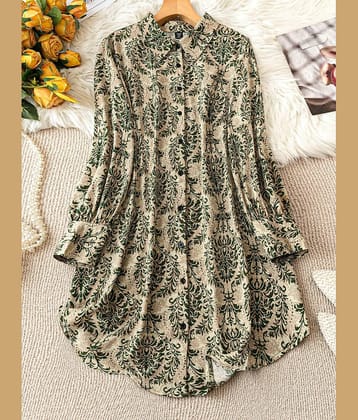 Sheetal associates Women Crepe Printed Shirt Dress ( Green )