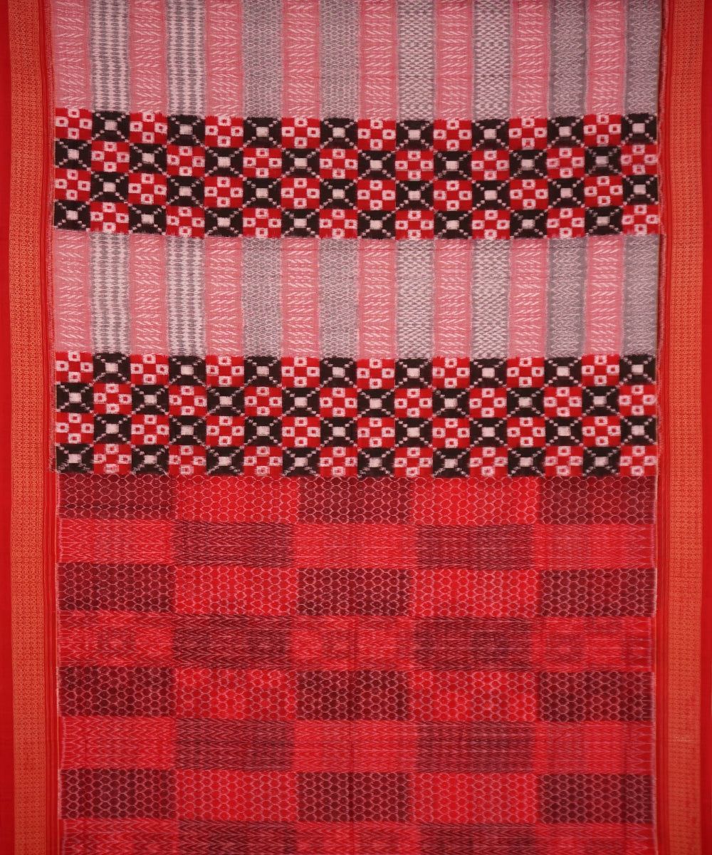 Multicolor red handloom cotton sambalpuri saree