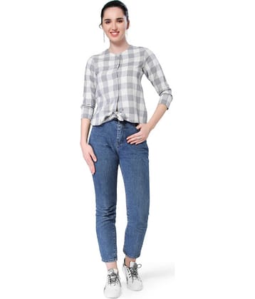 Mantra Fashion Women's Cotton Knot Front Blue and White checks 3/4th sleeve Shirt ( Pack of 1 )