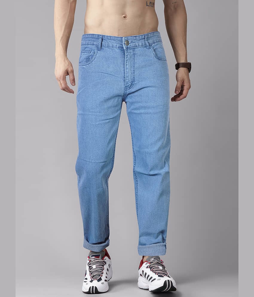 JB JUST BLACK Regular Fit Cuffed Hem Men's Jeans - Light Blue ( Pack of 1 )