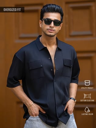 Utility Pocket Black Shirt-S