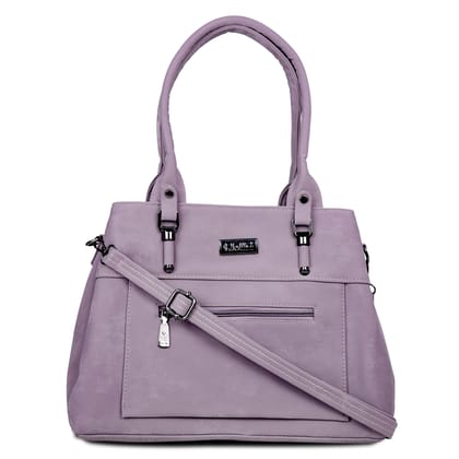 Jothi Roselle Premium Womens Handbag | Brushed Velvet & Synthetic Leather Tote | 3-Compartment Organizer | Adjustable & Detachable Sling Strap | Soft Base | Lavender