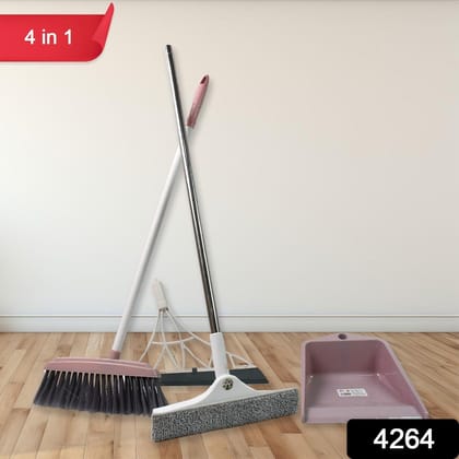 Dustpan, Kitchen Wiper, Window Cleaning Squeegee Tool & Broom Brush, Supdi (4 Pcs Combo)