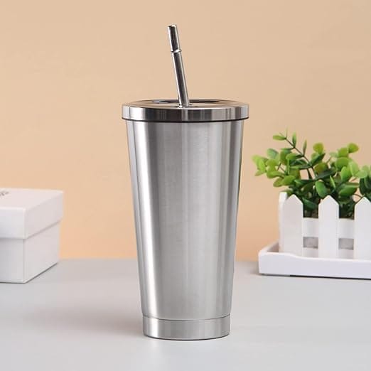 Stainless Steel Straw Tumbler – 470ml / 520ml | Insulated & Sleek Design 🥤✨-470ml