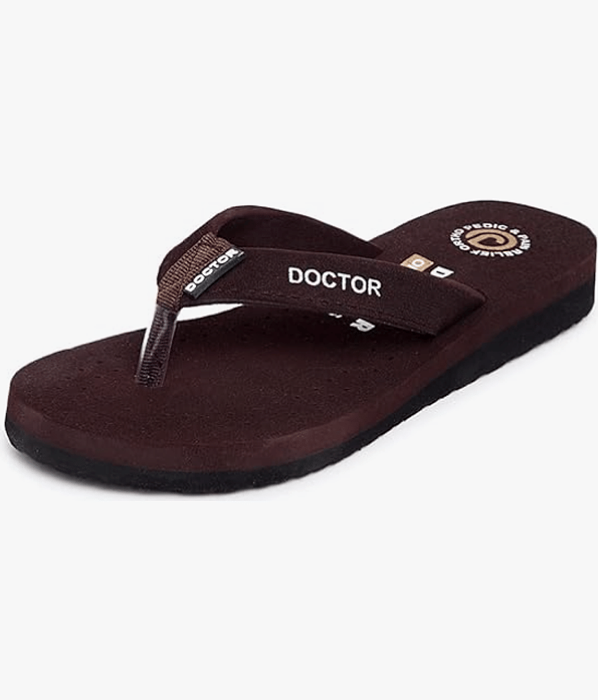 ORTHO JOY Brown Women's V-strap Flats