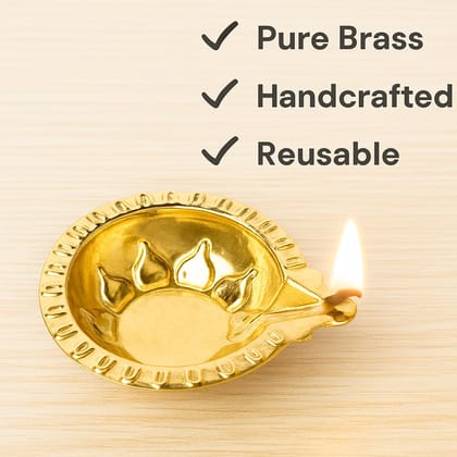 Decorative Brass Diya Set (Pack of 2) � Pure Brass Diya for Pooja (72 mm � 62 mm) � Diwali Decoration Item for Home | Agal Vilakku Deepam Oil Lamp for Temple, Office, Daily Puja & Religious Rituals